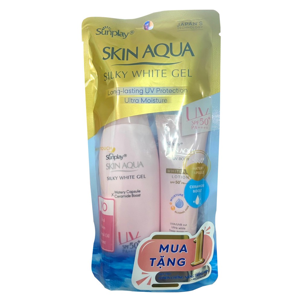 Gel Chống Nắng Dưỡng Da Trắng Mịn Sunplay Skin Aqua Silky White Gel SPF50, PA++++ (70g) - Tặng Lotion Chống Nắng