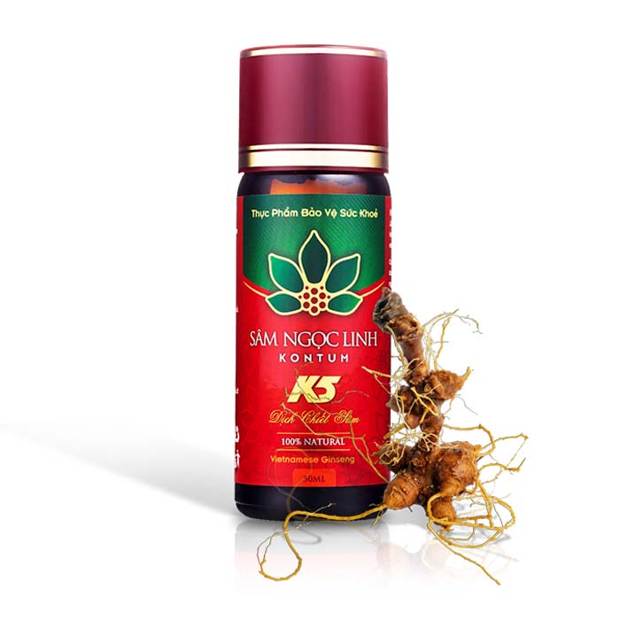 Dịch chiết Sâm Ngọc Linh K5 50ml – Hộp 10 chai | TẶNG: Bộ bình trà gốm Bát Tràng Sâm Ngọc Linh