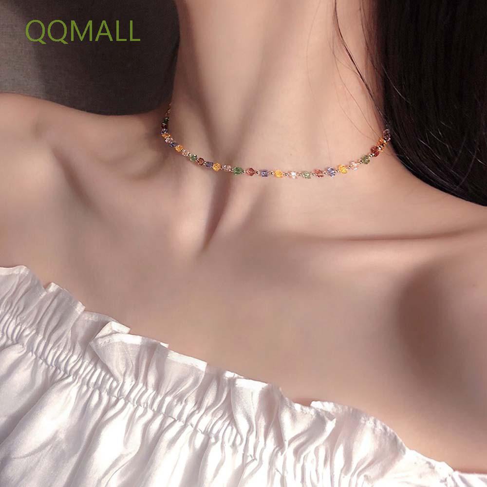 Vòng cổ choker đính hạt đơn giản nhiều màu thời trang Hàn Quốc cho nữ