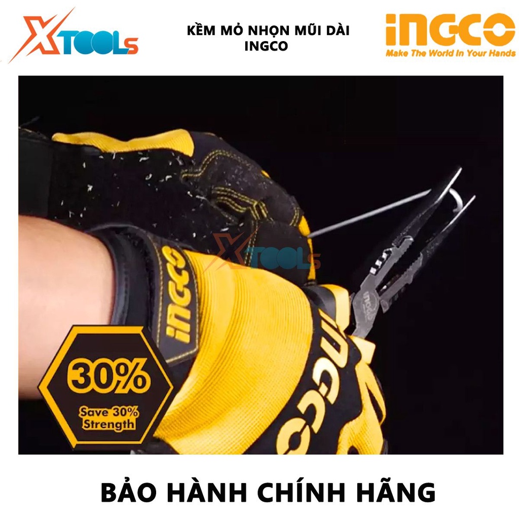 Kềm Mũi Nhọn Mỏ Dài INGCO | Kìm cắt công nghiệp Kích thước 6 inch/160mm -  8 inch/200mm Đầu kềm được đánh bóng và chống