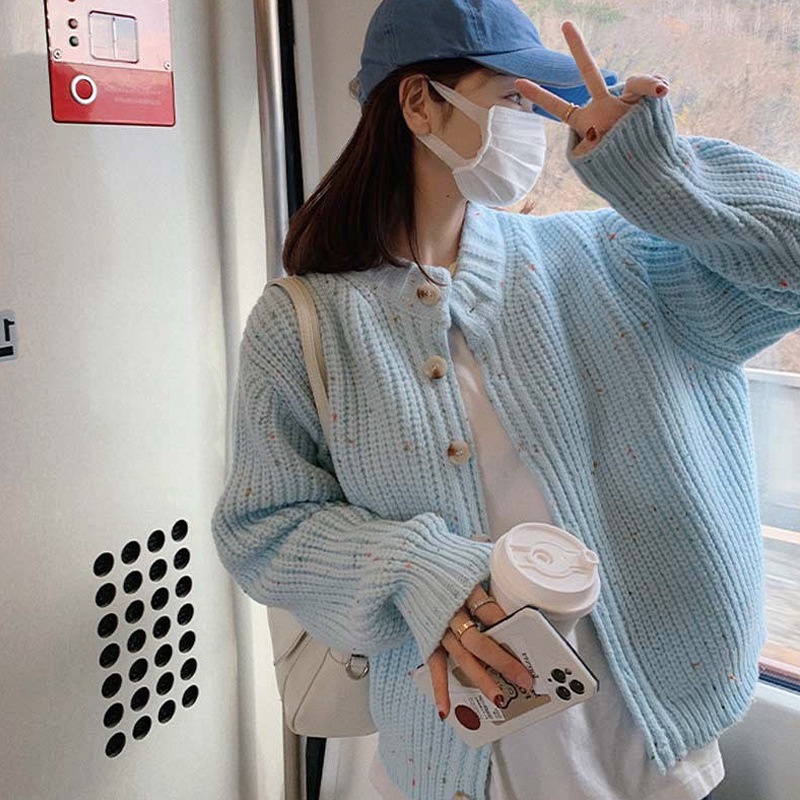 Áo khoác cardigan dệt kim form rộng thời trang cho nữ
