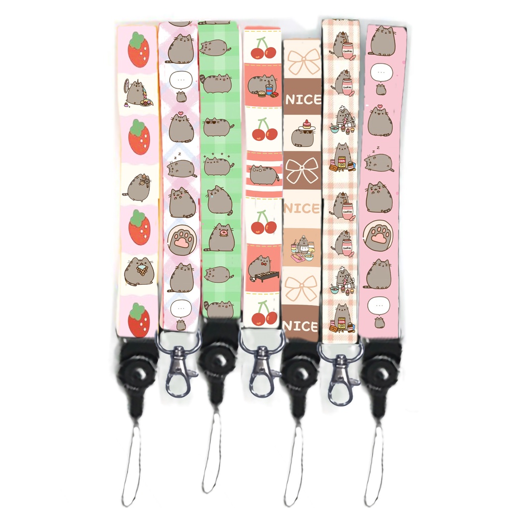 Dây strap pusheen STI24 hoạt hình dây treo thẻ name tag ngắn cute dễ thương 15cm