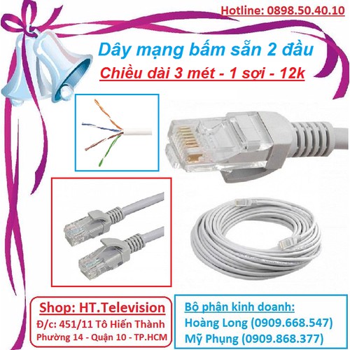 Dây mạng bấm sẵn 2 đầu chiều dài 3 mét