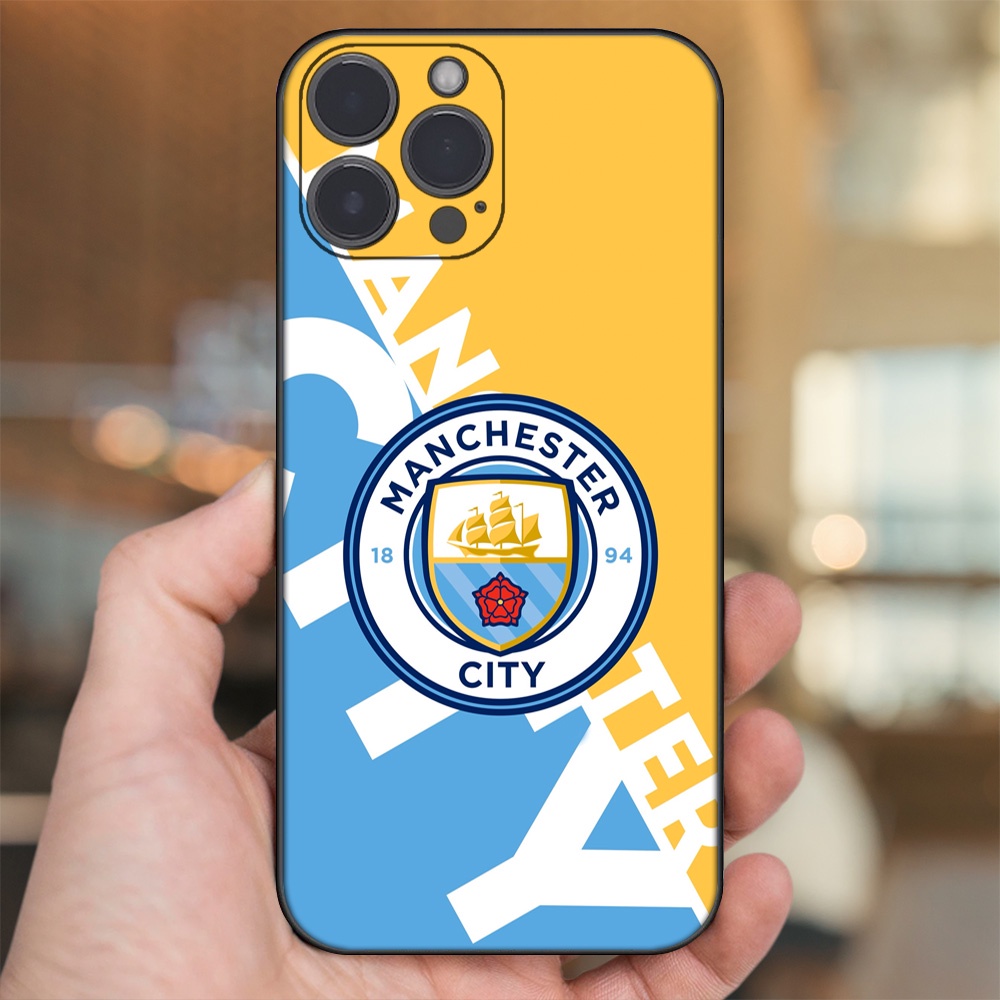 Ốp lưng iPhone 13 Pro Max dẻo đen cạnh vuông in hình Manchester City MC