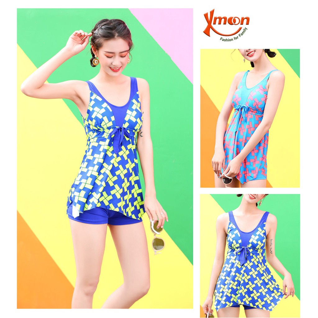 Áo bơi nữ áo tắm nữ kín đáo liền mảnh liền váy kèm quần bơi Xmoon MH5609