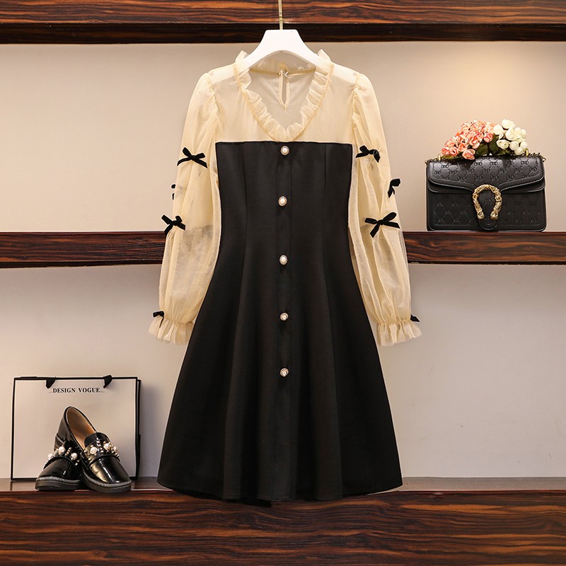 🌸Hàng Order🌸 Váy Bigsize Tay Voan Đính Nơ Cúc Dọc Váy Trẻ Trung Năng Động🌸Hàng Quảng Châu