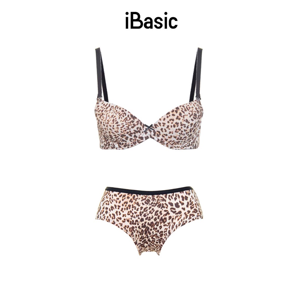 Set áo ngực có gọng mút vừa cup demi hoạ tiết iBasic BRAW150 và quần PANW150