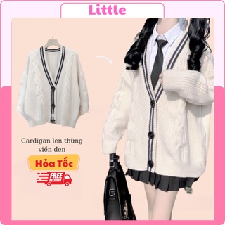 Áo Len Cardigan Nữ Len Thừng Kẻ Viền  Phong Cách Hàn Quốc