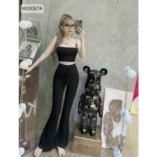 Quần ống loe cạp cao kèm áo siêu hot