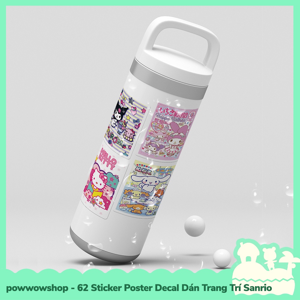 [Sẵn VN - Hỏa Tốc] 62 Sticker Decal Dán Trang Trí Đa Năng Cho Nhiều Vật Dụng Mẫu Cute Sanrio