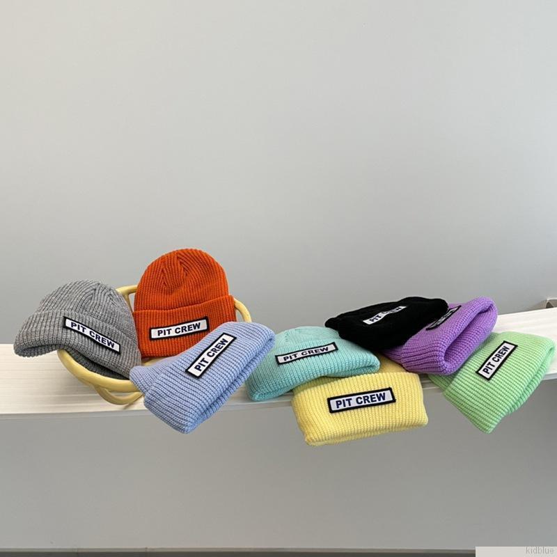 Mũ beanie dệt kim co giãn giữ ấm mùa thu đông có thể gập lại nhiều màu sắc cho bé trai và bé gái