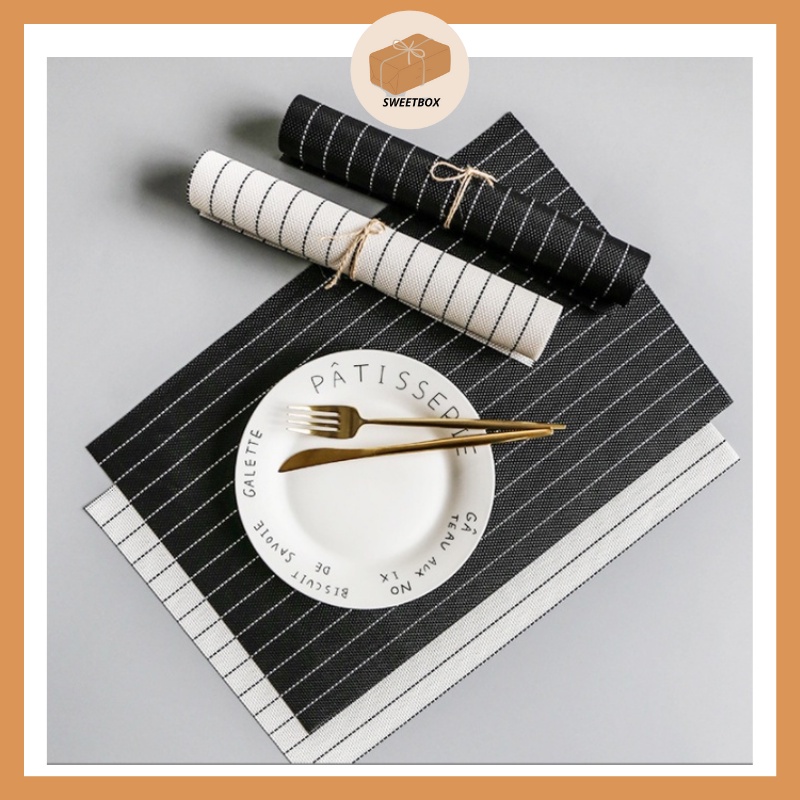 Tấm Lót Bàn Ăn Placemat Bằng Nhựa PVC Cách Nhiệt Chống Trơn Trượt Phong Cách Bắc Âu Tối Giản Cao Cấp