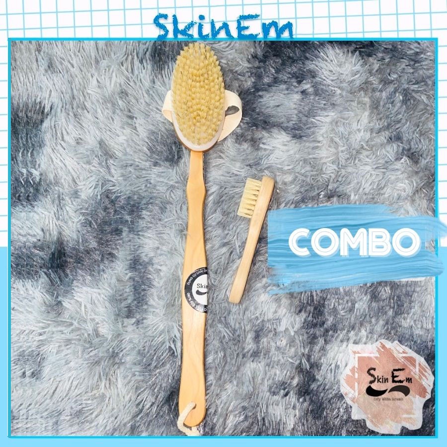 Combo 3 chiếc bàn chải cọ da khô SkinEm (cọ Face+Body ngắn + body dài )