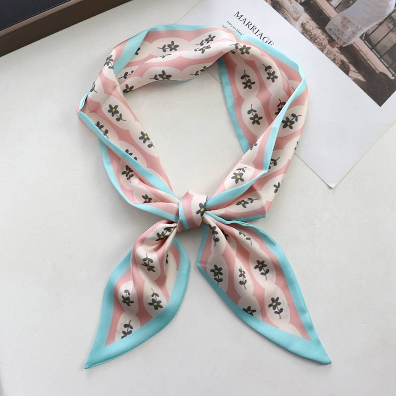 Retro Pointed-Angle Lazy Small Long Ribbon Chessboard Plaid Scarf Hair Band Thin Ribbon Women's Narrow Spring and Summer Scarf P79h