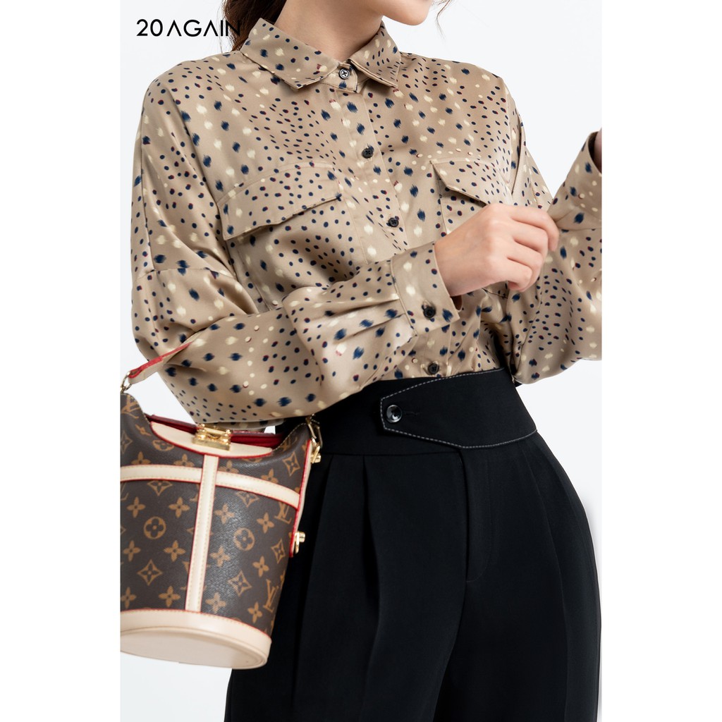[Mã WABR20A30 giảm 10% đơn 99K] Áo Sơ Mi nữ công sở 20AGAIN Áo sơ mi Cổ Đức 2 Túi ASC0051