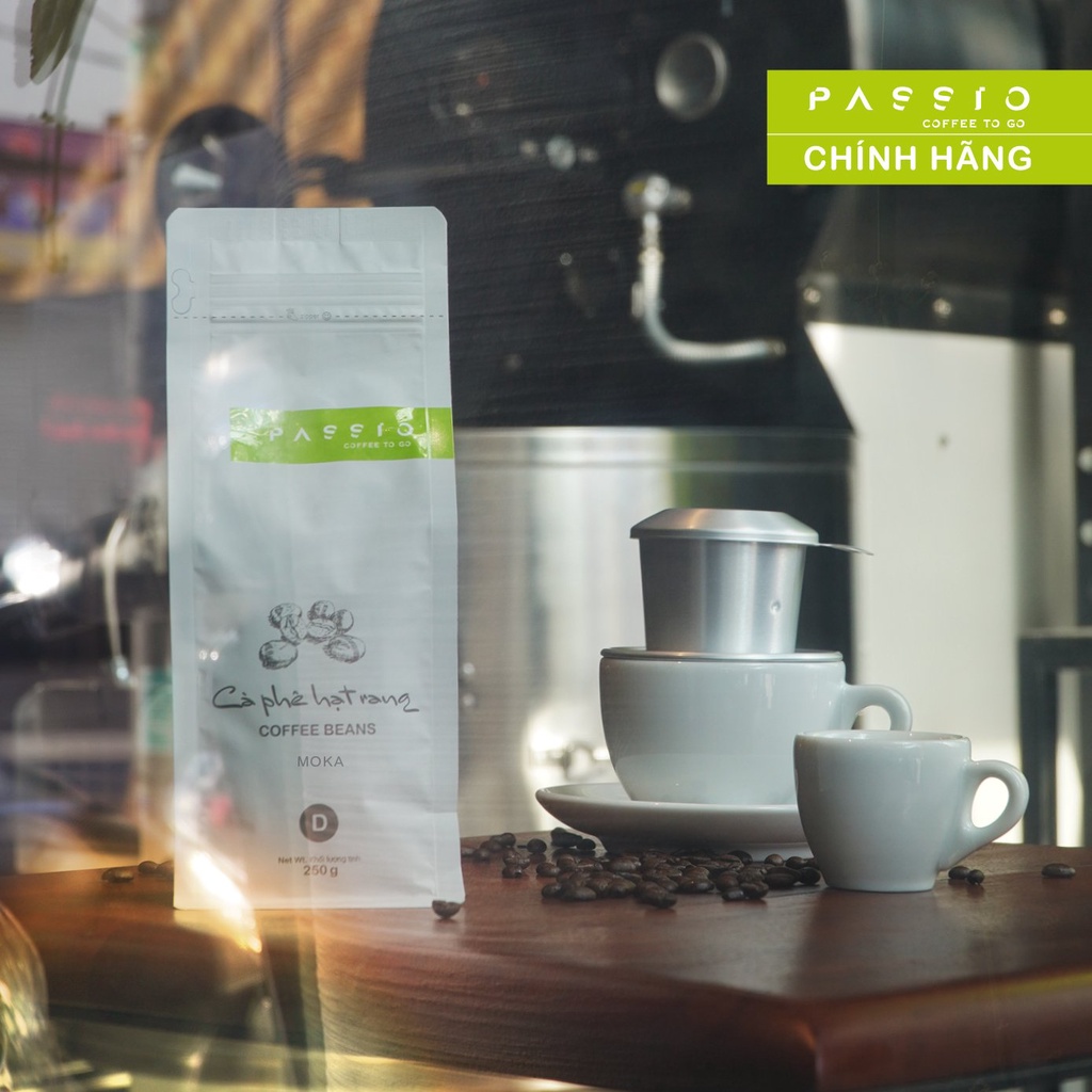 Cà phê Moka dạng Hạt nguyên chất 100% rang mộc - Passio Coffee