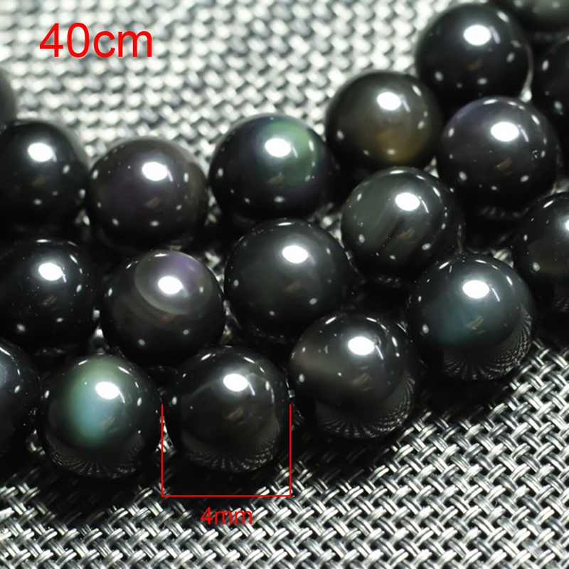 Chuỗi Hạt Đá Obsidian Tự Nhiên Màu Đen 4mm Dùng Làm Vòng Tay Diy