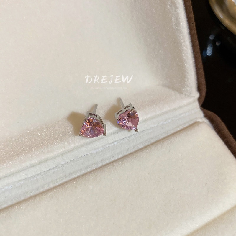 Set 4 khuyên tai DREJEW Sty 2 mạ bạc đính đá zircon hình giọt nước phong cách ngọt ngào thời trang