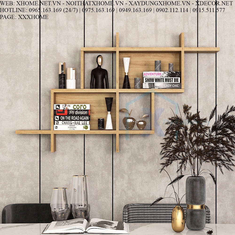 X HOME - Bộ kệ trang trí treo tường XHOME6806💥FREESHIP💥Gỗ MDF Thái Lan - Hàng xuất khẩu