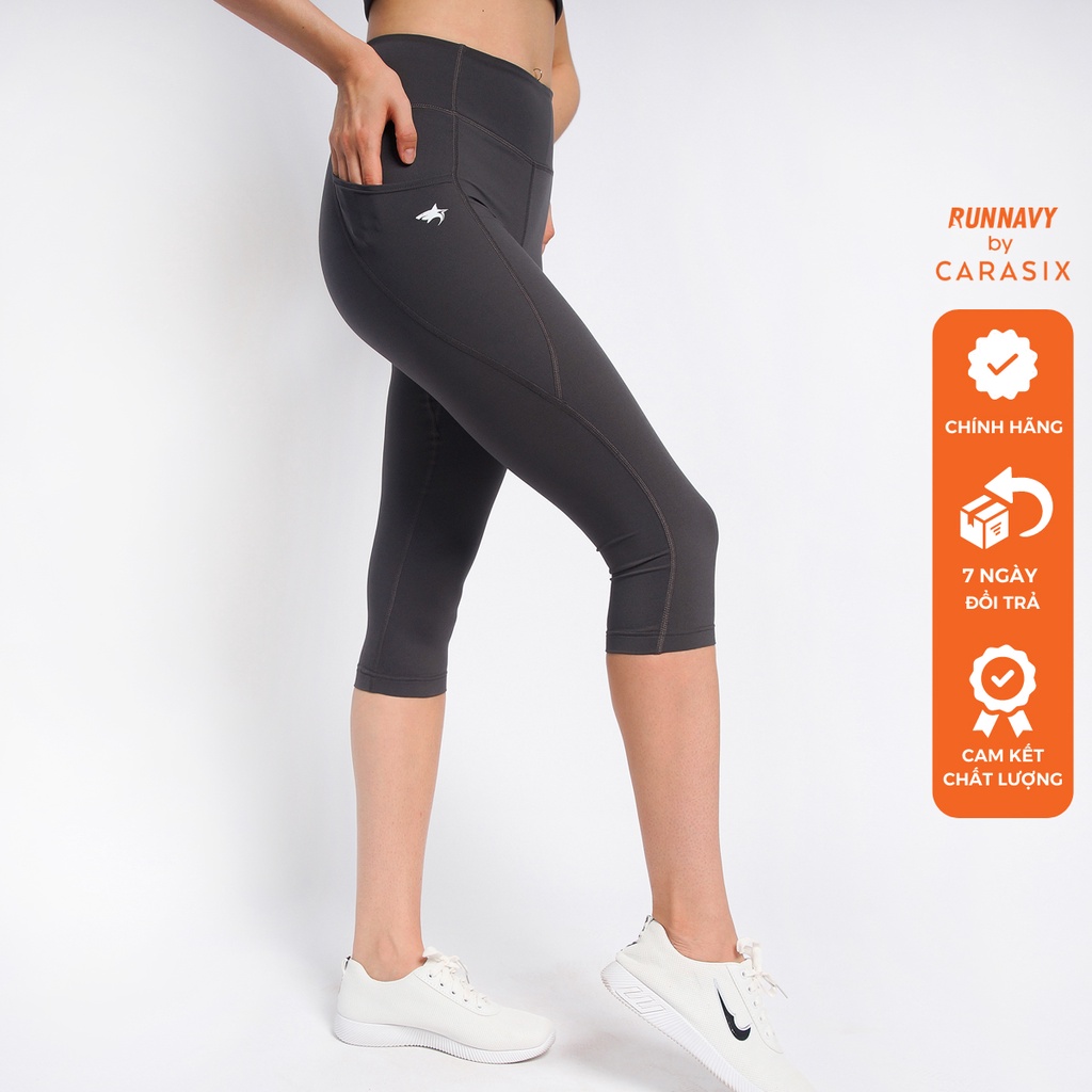 Quần tập gym yoga legging nữ dáng lửng 3/4 WL330 Runnavy by Carasix, nâng mông tôn dáng, vải thấm hút khô thoáng