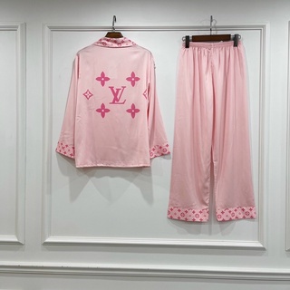 BỘ LỤA PYJAMA L.V HỒNG CAO CẤP