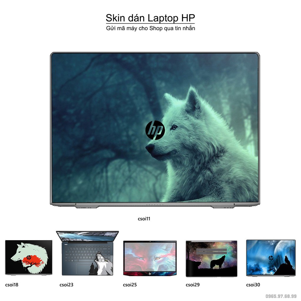 Skin dán Laptop HP in hình sói tuyết (inbox mã máy cho Shop)