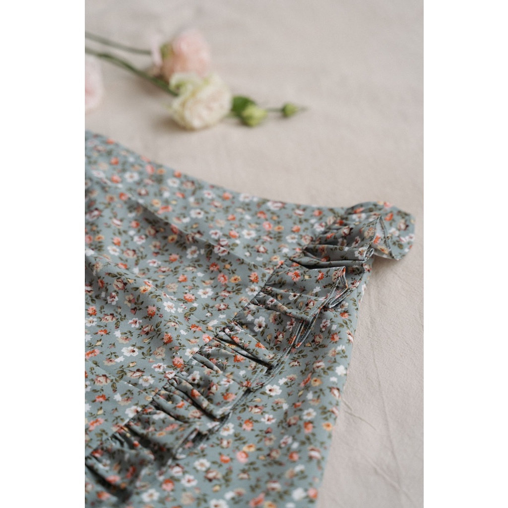 Chân váy floral dáng chữ A mix bèo MADELEN