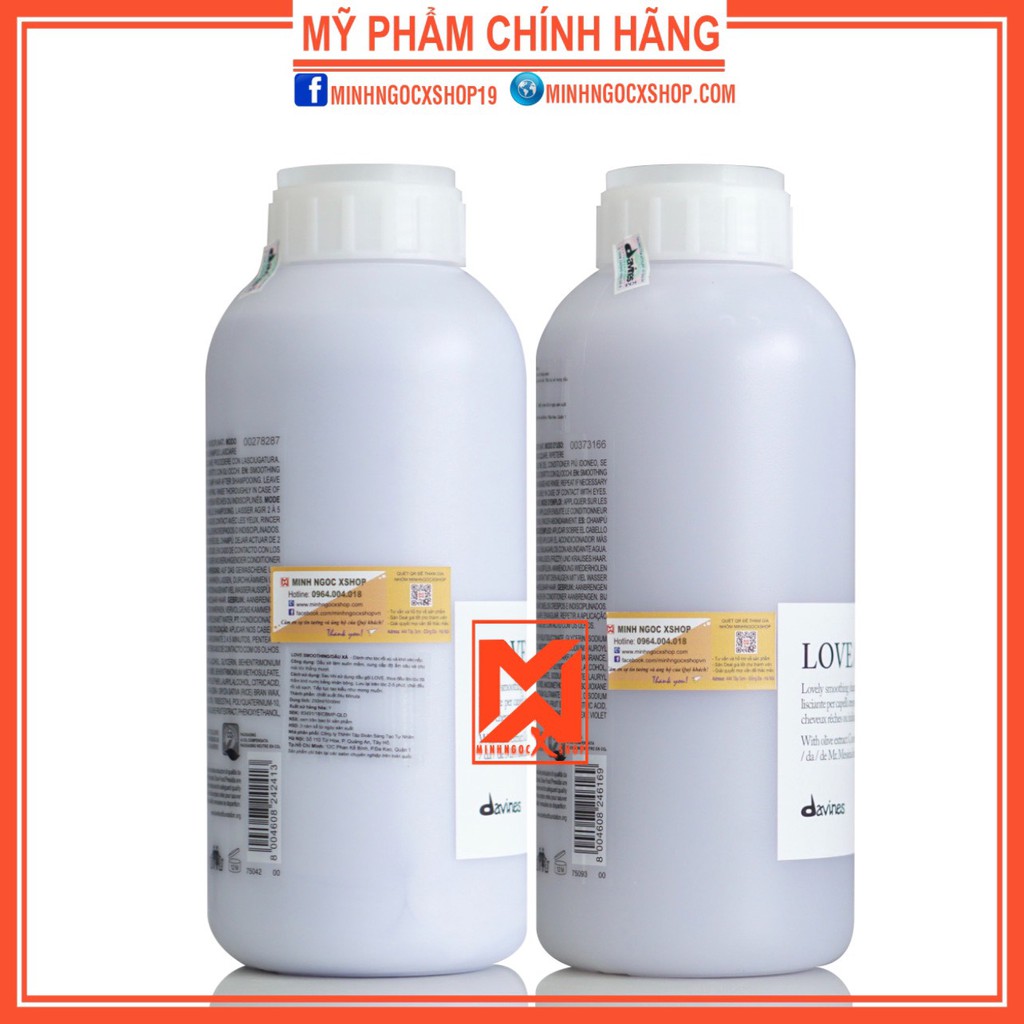 Dầu gội xả siêu mượt DAVINES LOVE SMOOTHING 1000ml chính hãng