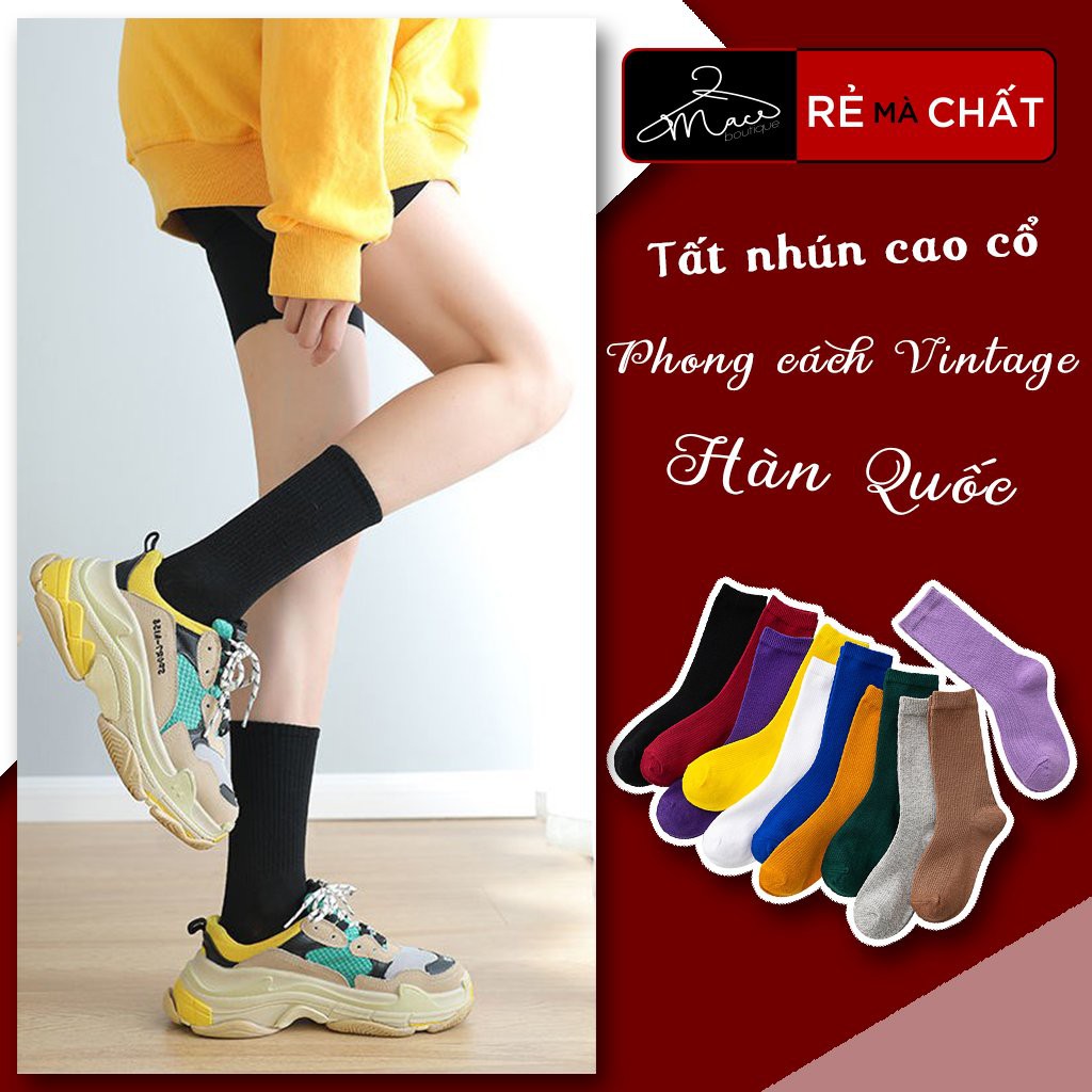 Tất Nhún Cao Cổ Phong Cách Vintage Hàn Quốc chất len đẹp nhiều màu nam nữ - MACboutique