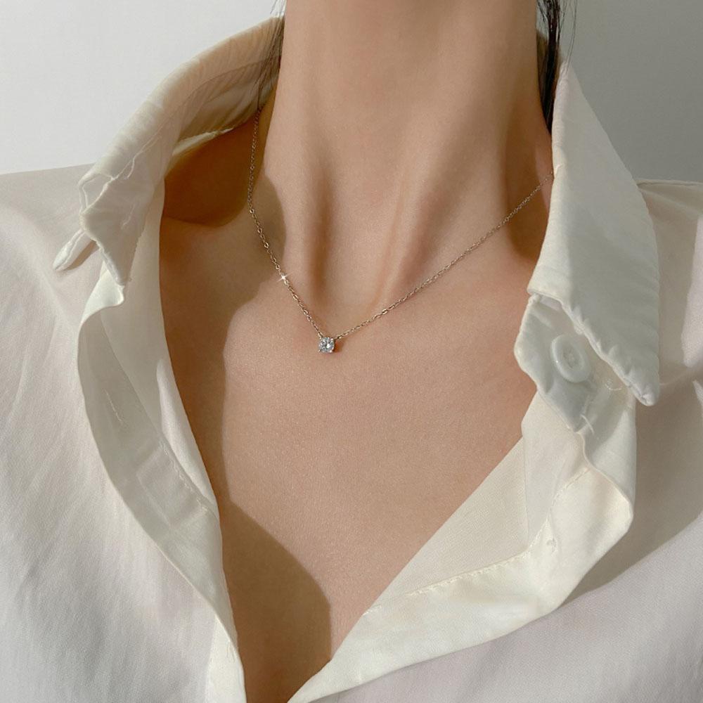 Dây Chuyền Thiết Kế Mặt Hình Học Đính Đá Zircon Thời Trang Thanh Lịch Cho Nữ