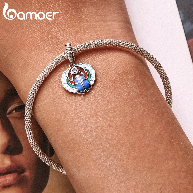 Vòng cổ BAMOER bạc 925 mặt con công đính đá thời trang