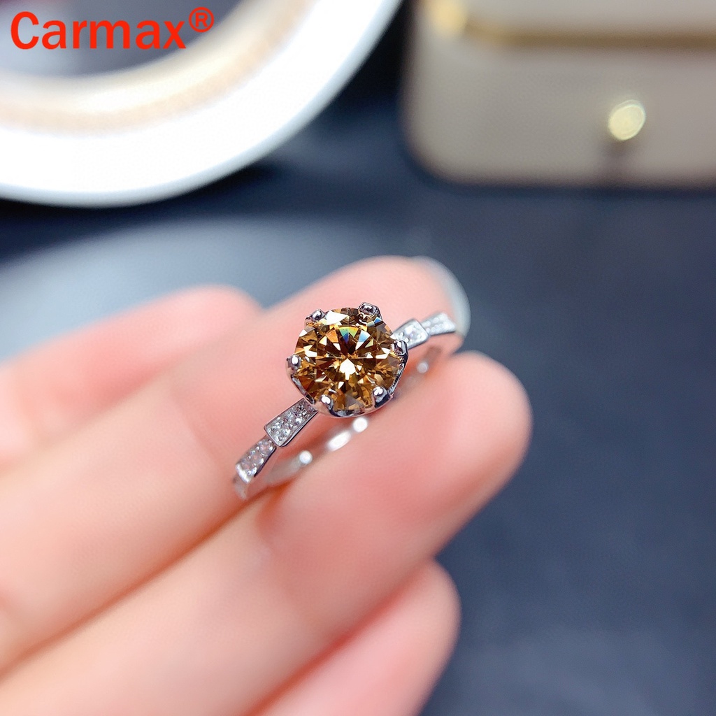 Nhẫn hở phong cách moissanite đơn giản thời trang
