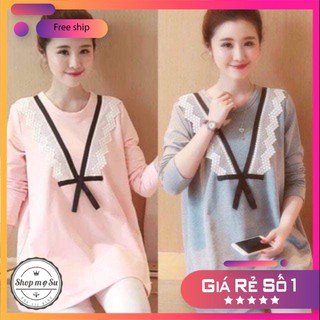 [Sale 1 ngày] Áo Bầu Dài Tay Thu Đông Thiết Kế Cổ Ren V