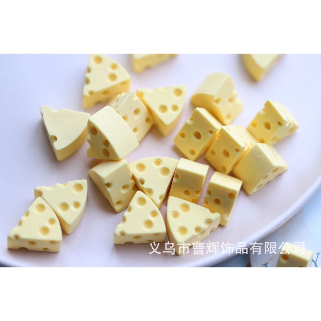 Charm hình miếng phomat, mô hình phomat thu nhỏ làm đồ trang trí, nguyên liệu làm đồ handmade, phụ kiện đồ chơi, DIY