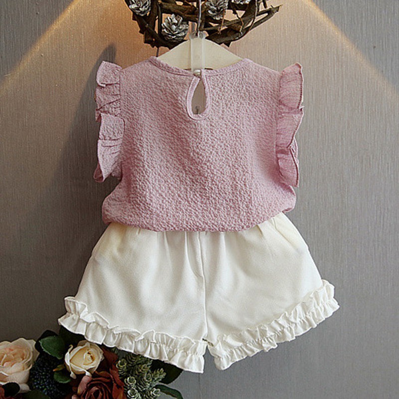 Set áo voan sát nách phối quần short thời trang mùa hè cho bé gái