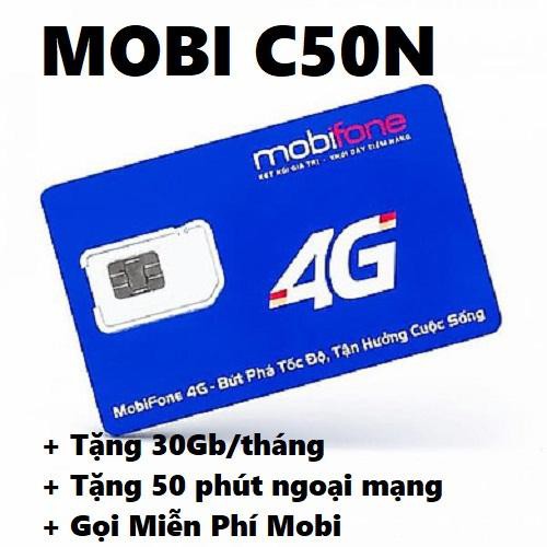 (MUA LẺ GIÁ SỈ) (GỌI ĐT FREE) SIM 4G MOBIFONE C50N BĂNG THÔNG MẠNH