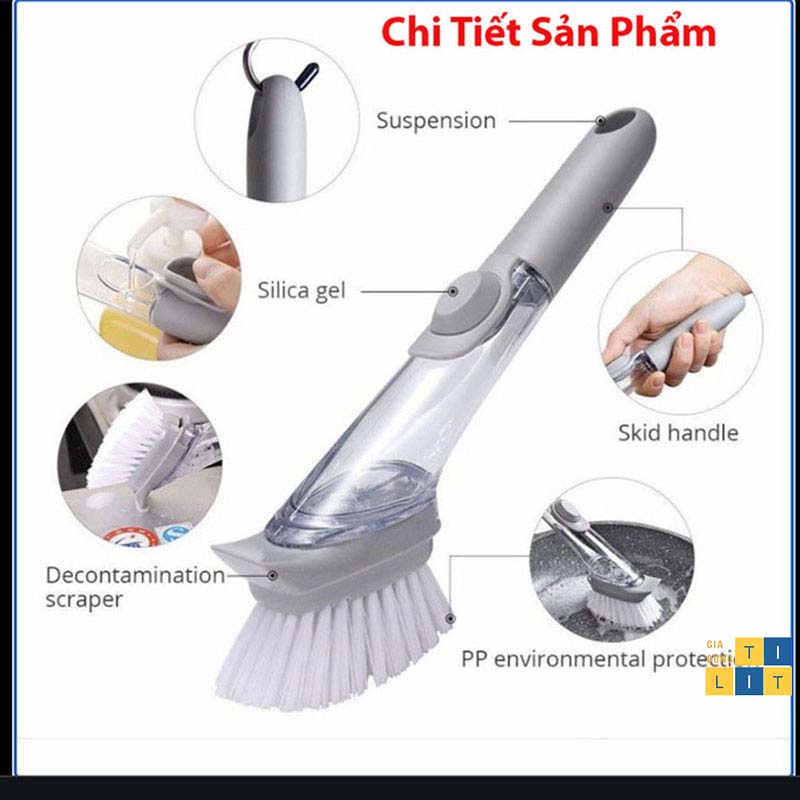 Cọ rửa chén thần kỳ kitchen tools clean up + 1 Đầu Mút Mềm (CHỔI CỌ RỬA CHÉN)