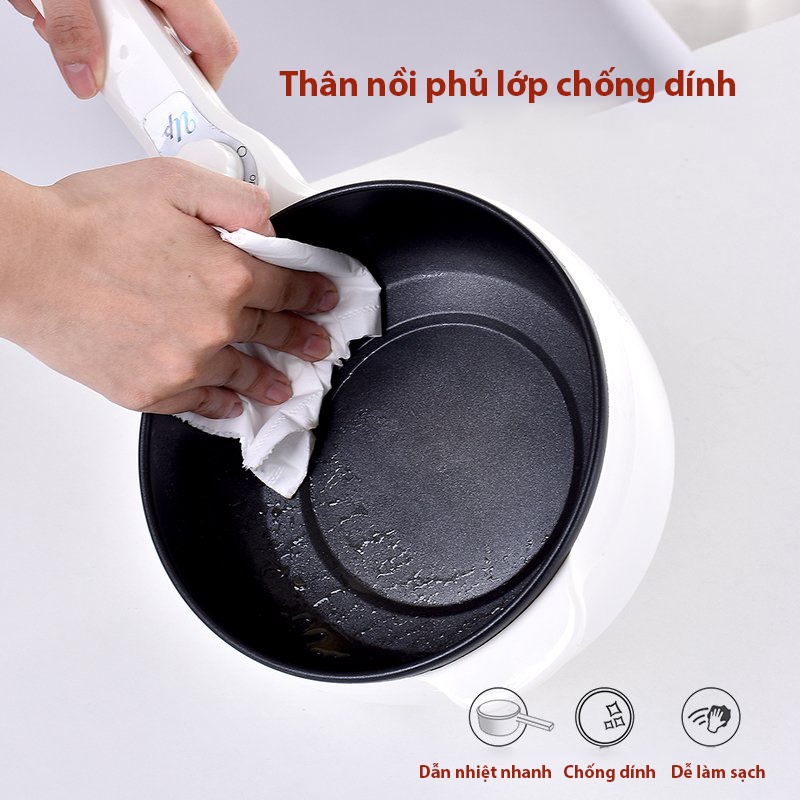 Nồi Lẩu Điện Mini, Hấp 2 tầng - Nồi điện đa năng chống dính - Tặng kèm giá hấp đa năng - Shanghou