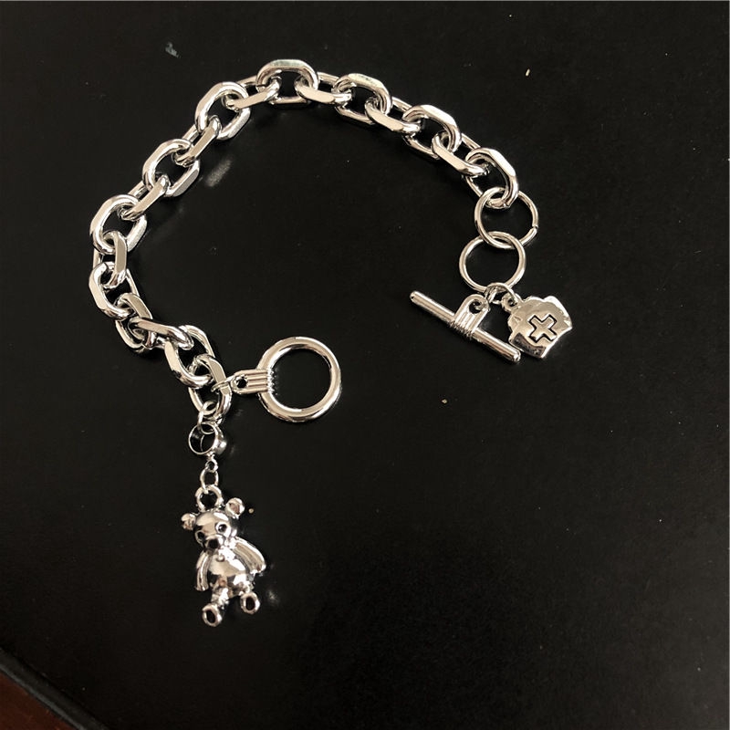 Vòng Tay Gắn Mặt Hình Gấu Cá Tính Phong Cách Hip-Hop