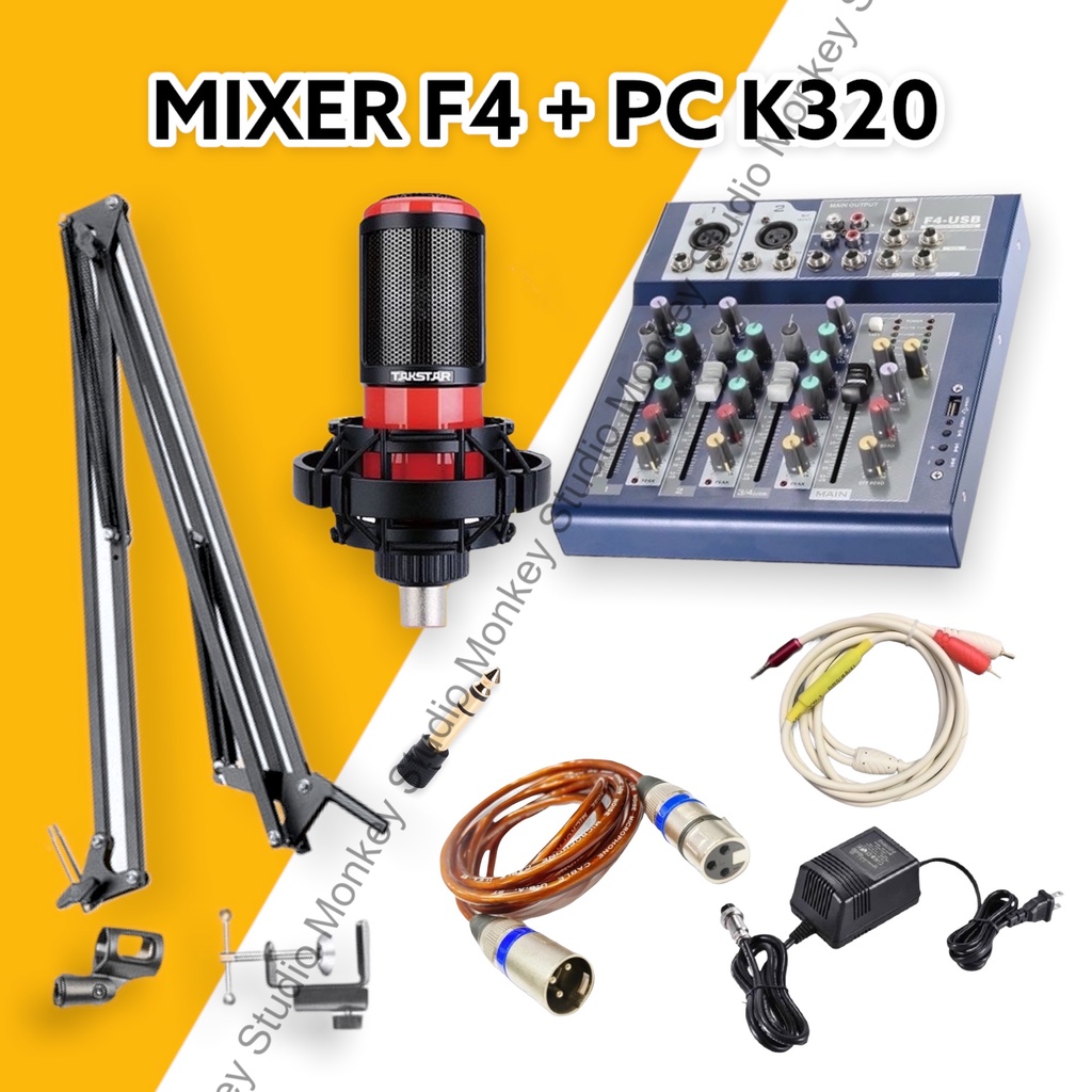 Bộ Combo Mic Thu Âm Hát Livestream Mixer F4 &amp; Mic TAKSTAR PC K320 ⚡BH 1 NĂM⚡ Thu Âm Điện Thoại Máy Tính