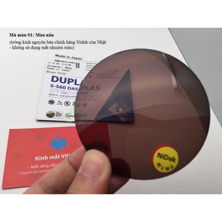mắt kính cận râm màu nâu từ 0 đến -6.00 diop , mắt kính nguyên bản chính hãng Nidek Nhật Bản