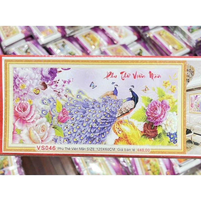 Tranh Đính Đá~Tranh Thêu Đôi Chim Công Phu Thê Viên Mãn Vs046,Vs047,Mn0030,Mn0029,lv3214