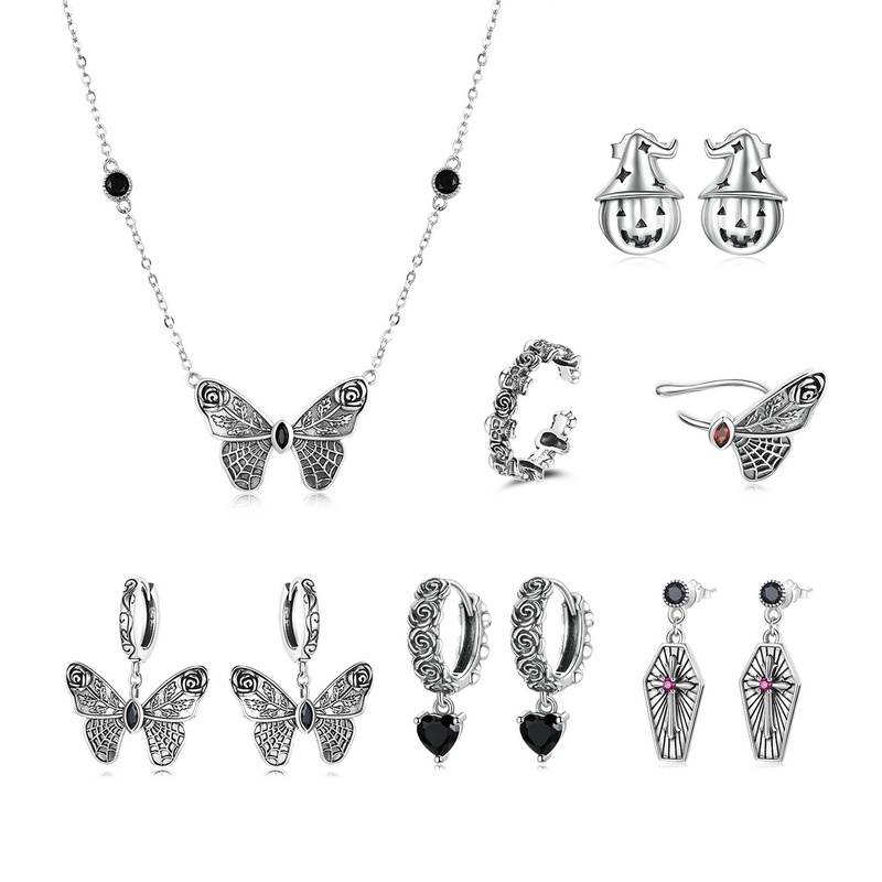 BAMOER Bộ Trang Sức Bằng Bạc 925 Phong Cách Halloween Thời Trang Cho Nữ BSE533