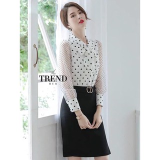 Áo sơ mi nữ, thiết kế kiểu công sở, chấm bi dài tay đẹp chất lụa sàng điệu sang trọng lịch sự,có size to bigsize