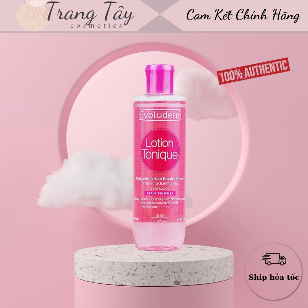 Nước hoa hồng Evoluderm giúp se khít lỗ chân lông dưỡng ẩm làm sạch cân bằng da dành cho da khô và nhạy cảm 250ml