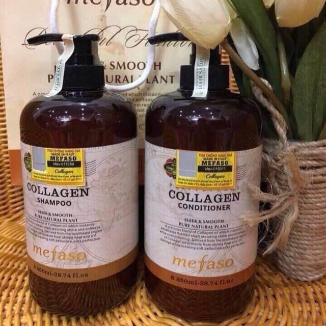 Cặp Dầu Gội + Dầu Xả Colagen Mefaso 750ml X2 Dưỡng Ẩm Và Phục Hồi Tóc Hư Tổn
