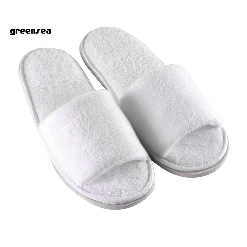 Gs_giày Đi Trong Nhà Hở Ngón Bằng Lông Cừu San Hô Màu Trơn Ấm Áp