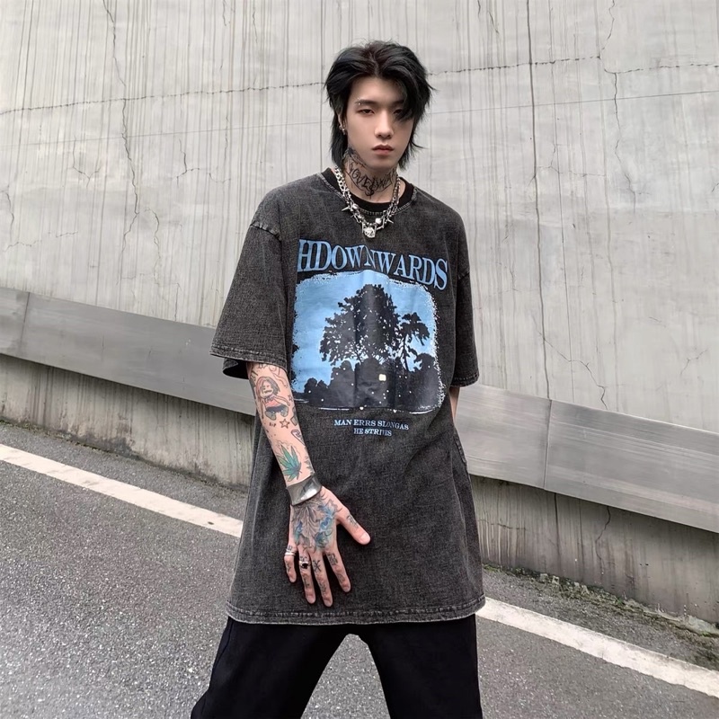 áo thun loang wash Hdown áo thun nam unisex loang