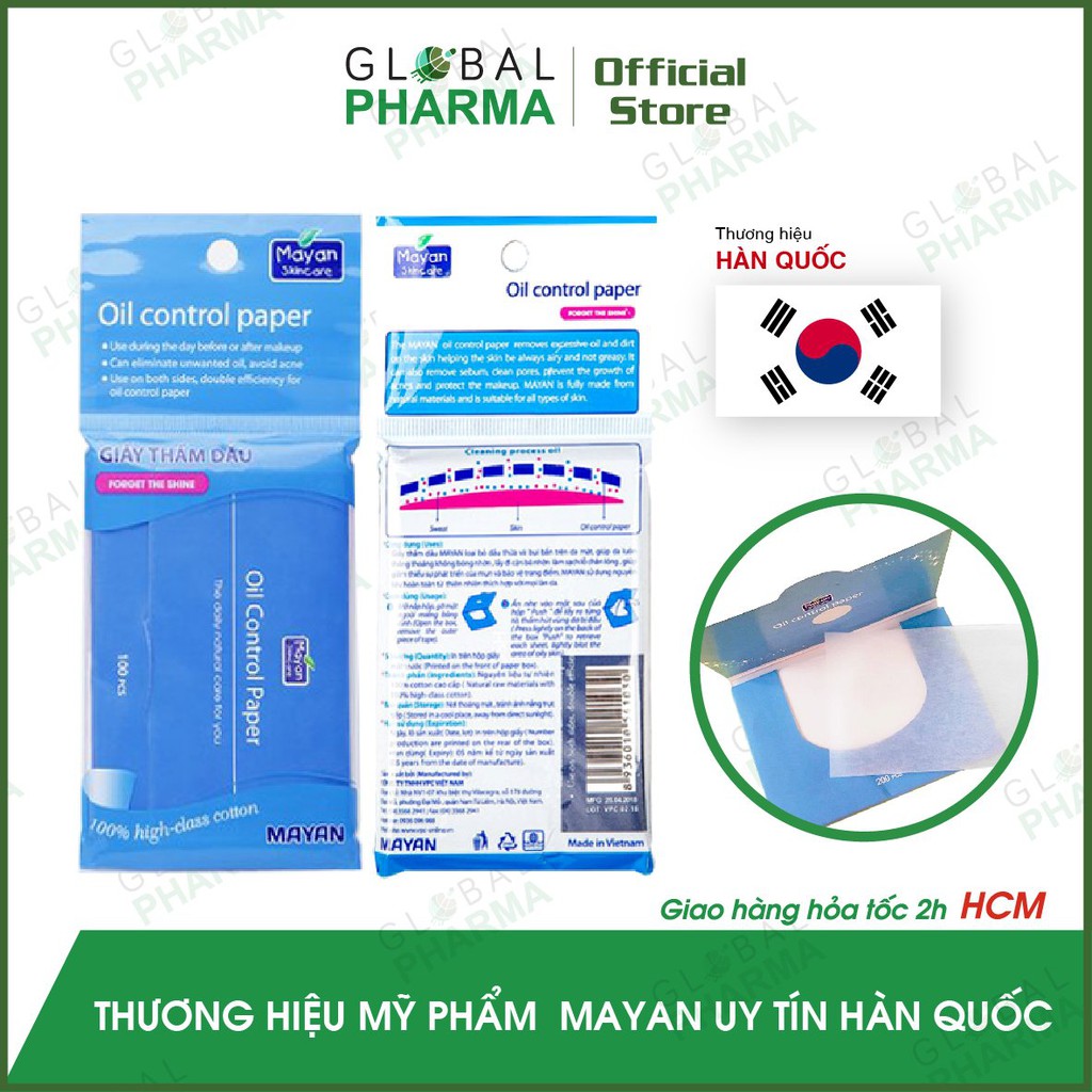 [HÀN QUỐC] Giấy Thấm Dầu Mayan 100 Tờ/Gói (Thường/Than Hoạt Tính)