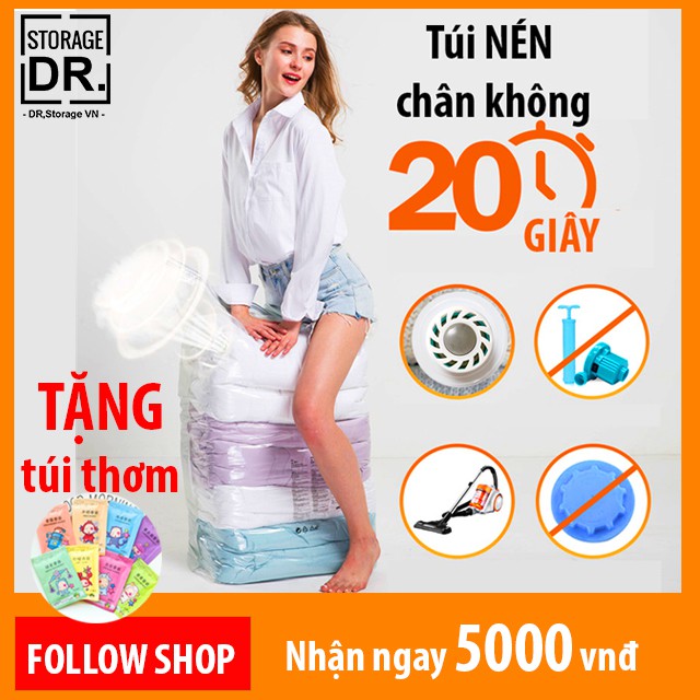 TÚI HÚT CHÂN KHÔNG BẢO QUẢN QUẦN ÁO CHĂN MÀN DR.STORAGE, DÙNG TAY NÉN CHÂN KHÔNG (Tùy chọn kích thước)